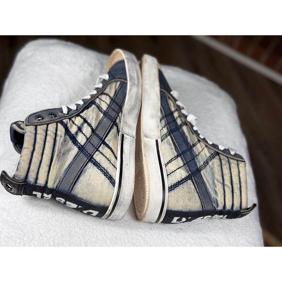 Diesel D-Velows Mid Lace Denim Distressed High Top Sneakers Men’s 9.5 Y2K Grunge main image 6